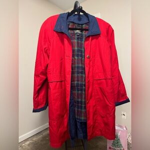 Misty Harbor Any Weather Rain Coat Womens P6 Red Fabric Lined Slick Pockets Sm
